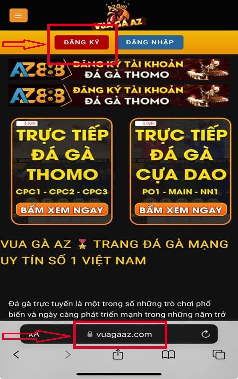 Truy cập vào trang chủ tại Vua Gà AZ