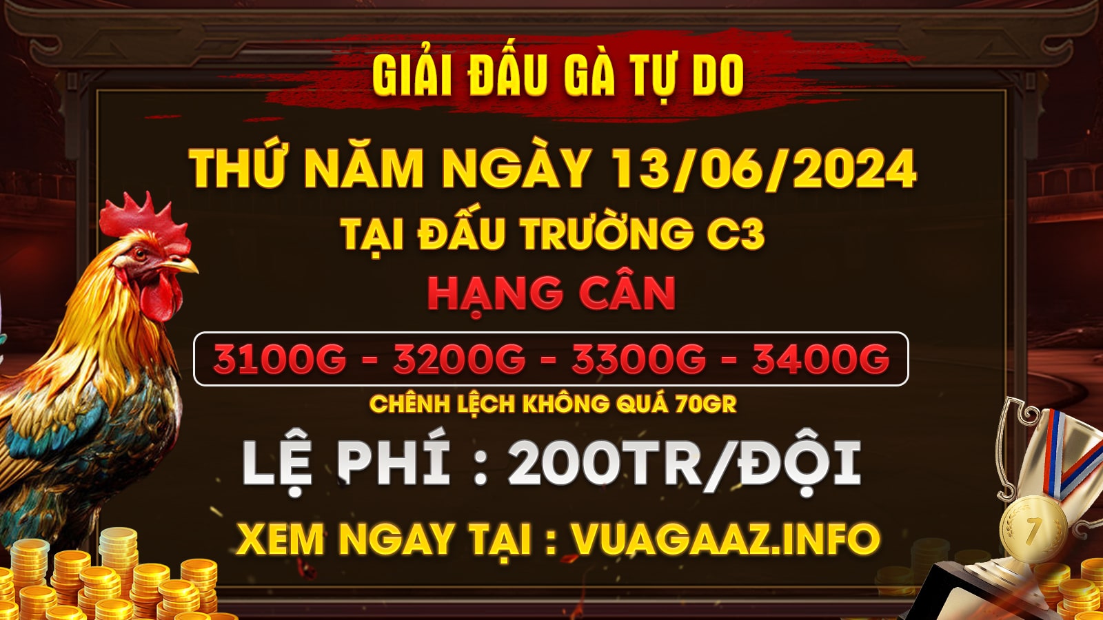 Thông Báo Giải Đấu Gà Tự Do Tại Đấu Trường C3 Thomo