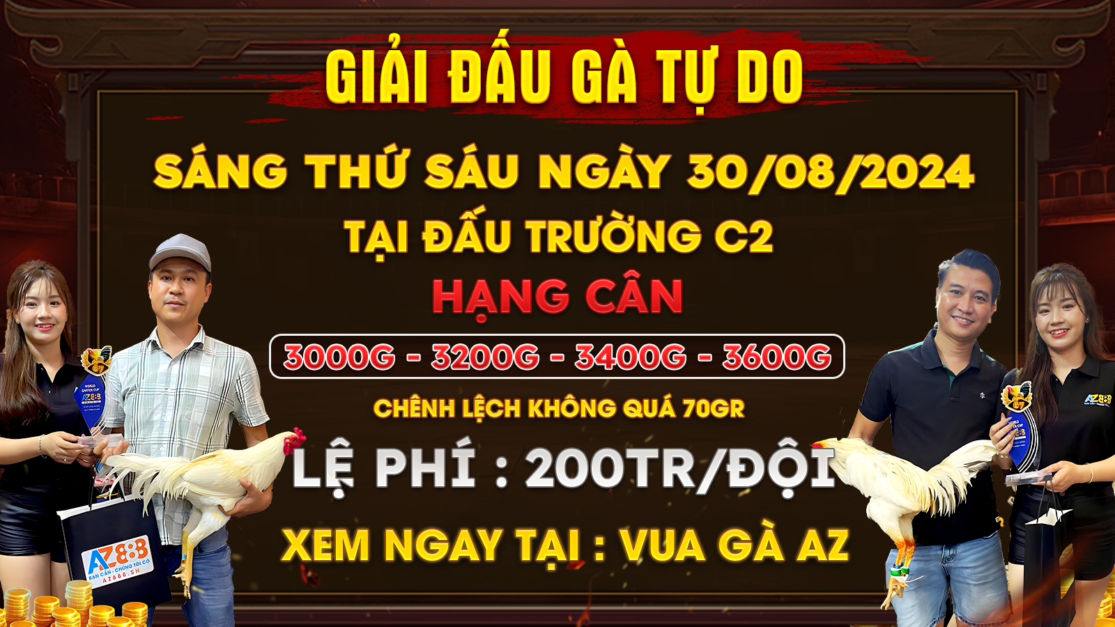 Thông Báo Giải Đấu Đá Gà Tự Do Tại CPC2 Ngày 30/08/2024