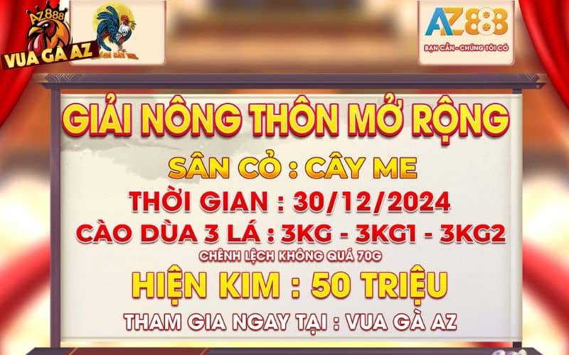 Thông Báo Giải Nông Thôn Mở Rộng Tại Bồ Cây Me Ngày 30/12/2024