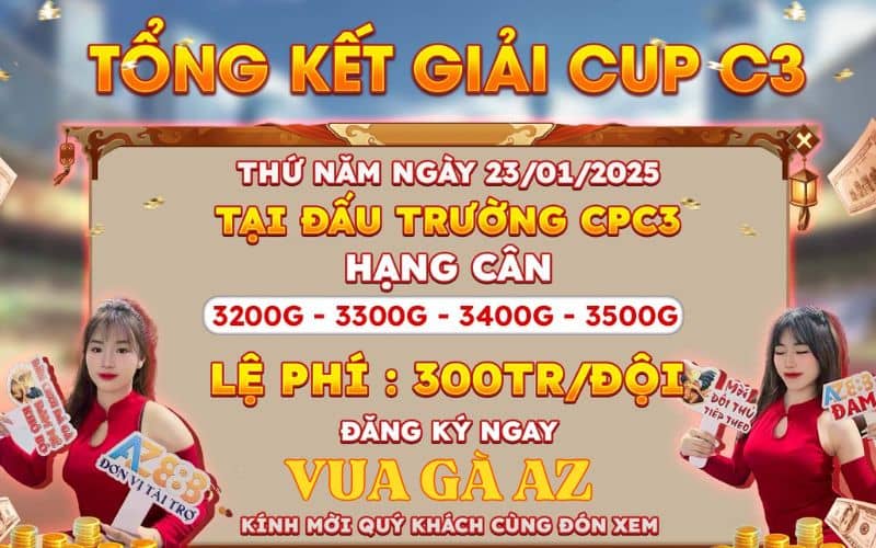 Thông Báo Tổng Kết Giải Đấu Gà Tự Do Cup 2024 Tại CPC3 Ngày 23/1/2025